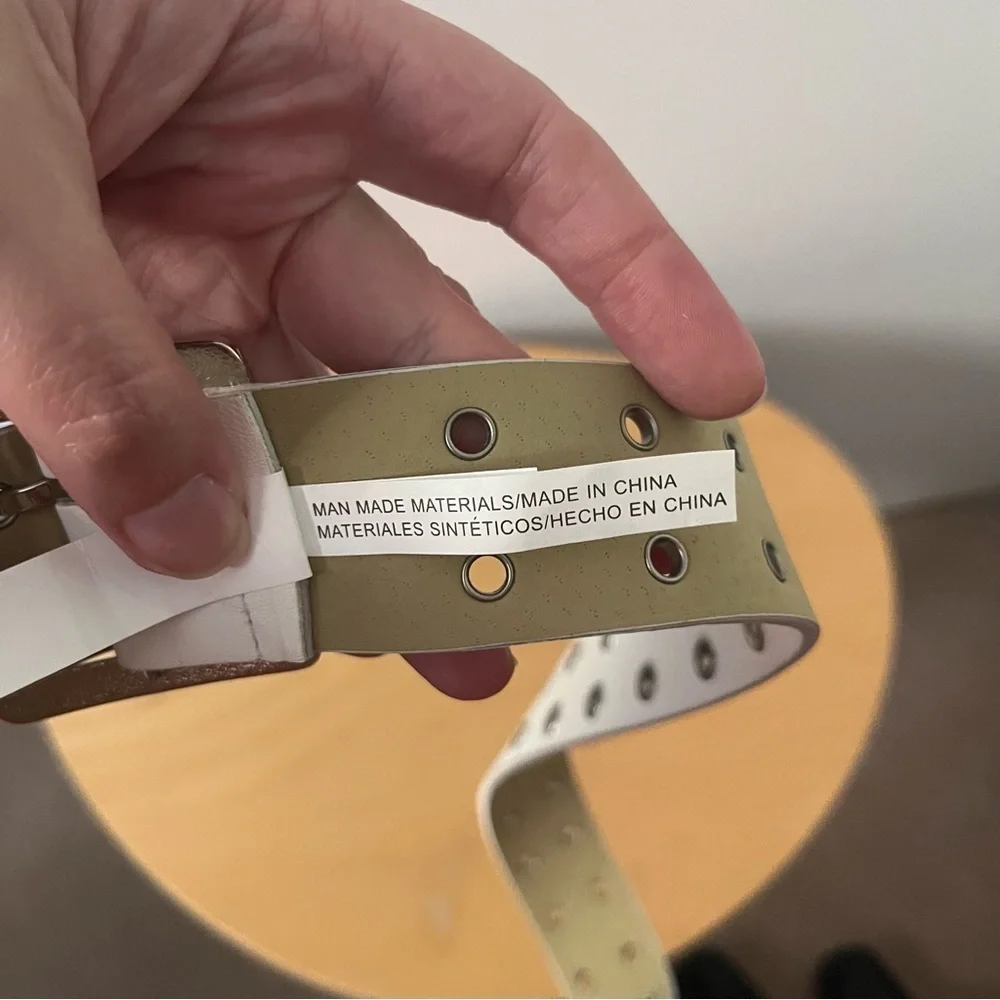 Target Double Grommet Faux Leather White Belt Women’s Small